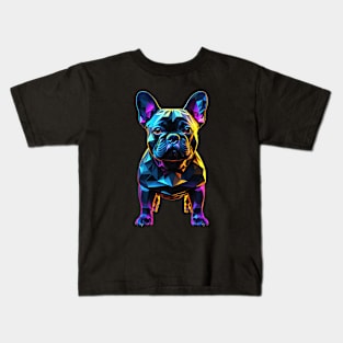 Neon French Bulldog Geometric Kids T-Shirt